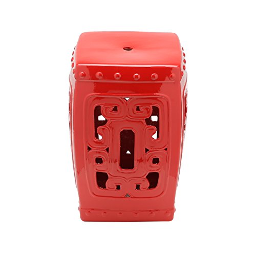 BANCO de CERÂMICA P/JARDIM GARDEN STOOL 33 x 33 x 47 cm, Vermelho