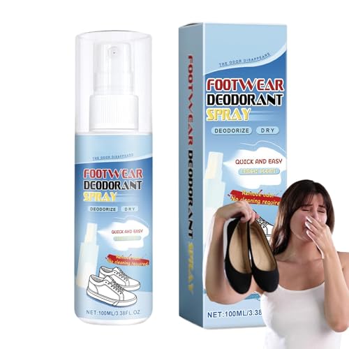 Deodorante per calzature, spray per eliminare gli odori, spray detergente per scarpe, potente e di lunga durata, uso versatile, 4,2 x 4,2 x 15,1 cm, per eliminare gli odori in tutte le calzature
