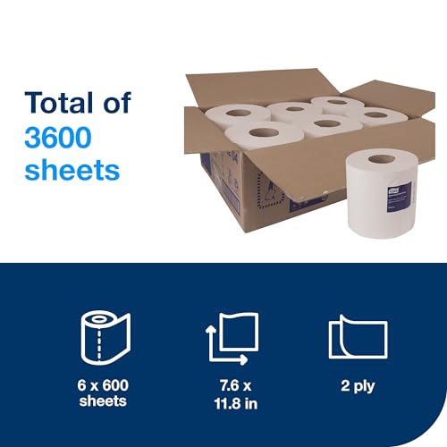 Image of Tork Soft Centerfeed Hand Towel White M2, High Absorbency, 6 x 600 Sheets, 121204