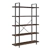 Belleze 5 tier wood bookshelf 70 inch industrial storage shelves organizer for living room pantry home office and garage open display shelves with metal frame dark walnut  urban country home decor