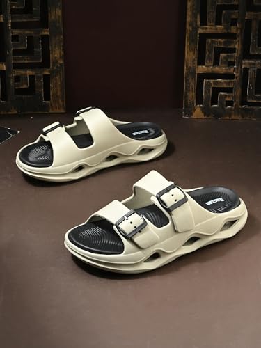 Image of DOCTOR HEALTH SUPER SOFT Men EVA Double Strap Sandals | Adjustable Buckle Comfort Slides | Lightweight Anti-Slip Casual Sandals for Indoor Outdoor Everyday Wear
