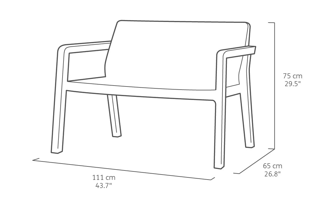 Keter Emily Lounge Set, Gartenmöbel glatte Oberfläche mit 2-Sitzer-Sofa, 2 Stühle und Tisch, graphit