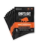 Chef's Cut Beef Jerky, Chipotle Cracked Pepper, High Protein Meat Snack, 10g of Protein and 90 Calories, Gluten Free, Premium Lean Smoked Beef - 2.5 Ounce (Pack of 4)