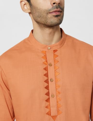 Image of Amazon Brand - Symbol Men's 100% Cotton Embellished Casual Long Kurta (Regular Fit)