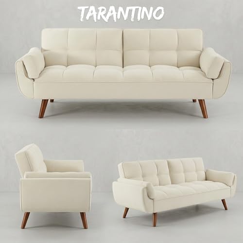 Image of Tarantino 3-Seater Convertible Sofa Cum Bed | Modern Tufted Upholstered Folding Sleeper Sofa for Living Room | High-Density Foam Comfort | Space Saving Couch Bed for Home (Beige)
