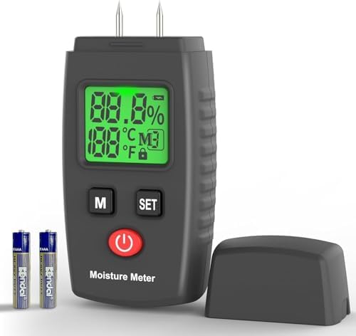 BNEHHOV Testeur Humidité Humidimètre 2 broches Écran LCD Rétroéclairé Testeur d'humidité...