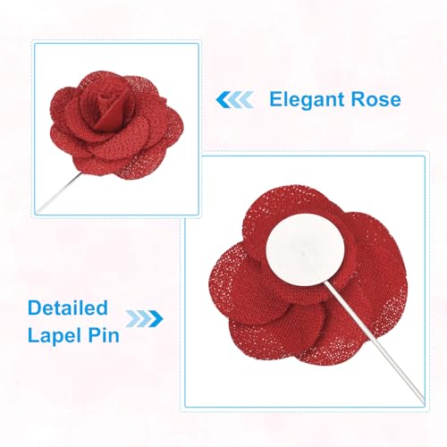 Image of PATIKIL Flower Boutonnieres Pin, Handmade Camellia Lapel Pin for Men Women Suit Wedding Graduation Anniversary Brooch Outfit Accessories
