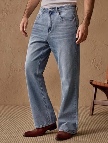 Image of KOTTY Men's Bell Bottom Jeans || Bootcut Denim | Wide Leg Flared Jeans for Men || High Waist Stretchable Retro Fit || Cotton for College Casual