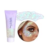 GEL DE MAQUILLAJE CON BRILLO: El gel con brillo es un maquillaje corporal que combina brillo y gel, el color y el brillo de las lentejuelas cambian con el ángulo de visión, para ayudarte a crear un maquillaje reluciente