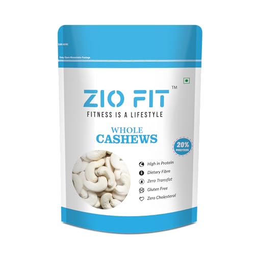 Image of Ziofit Indian Whole Natural Cashew Nuts, Nutritious Dry Fruit, Healthy Snacks, Rich in Nutrients, Protein, Fiber, Vitamins, 1000 g, 2 Count