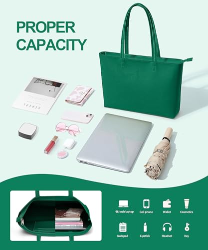 Image of KALIDI Tote Bag Zipper Shoulder Bag Faux Leather Purses Satchel for Women Casual Handbag Work Dating College