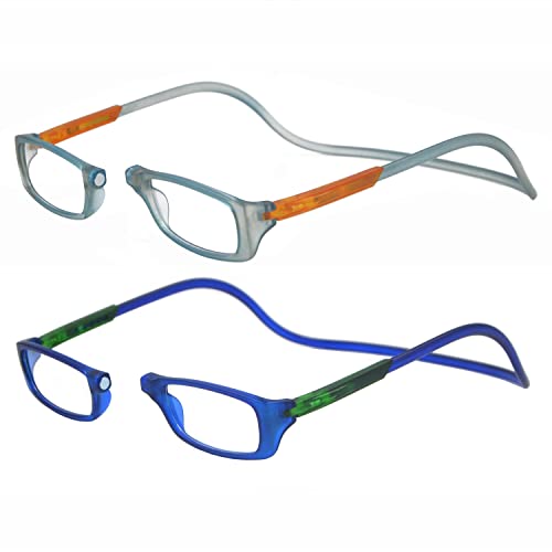2 paires de lunettes de lecture lunettes de lecture dames hommes aimant fermé loupe repose-vue anti-fatigue fermé pliable réglable magnétique (+2.25...