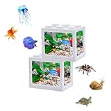 2 Pack Starter Aquarium for Children Adult, Small Building Block Fish Tank for Betta Fish Turtle...