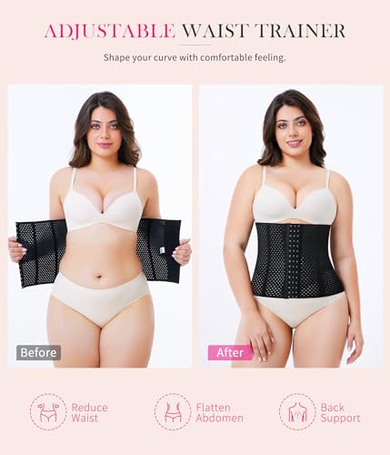 Nebility Waist Trainer For Women Shapewear Tummy Control Body Shaper Plus Size Waist Cincher Corset Sport Girdle Black thumb #4