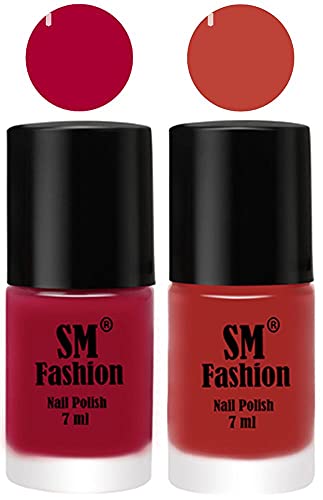 Image of Long Lasting Nail Polish | Nail Paint Combo 7 ml Each) - Set of 2 Dark Magenta-Dark Nude