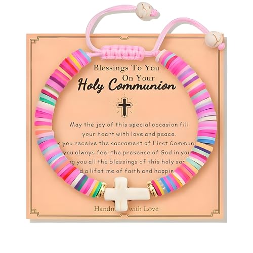Baptism Gifts Cross Bracelet for Girl, First Communion Confirmation Bless Gifts for Teenage Girls Boys, Kindergarten Preschool Graduation Christening Gift for Daughter Granddaughter Godchild