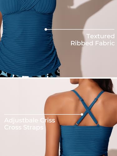 MiYang Twist Front Tankini Swimsuits for Women 2025 Flattering Tummy Control Ribbed Two-Piece Bathing Suits3