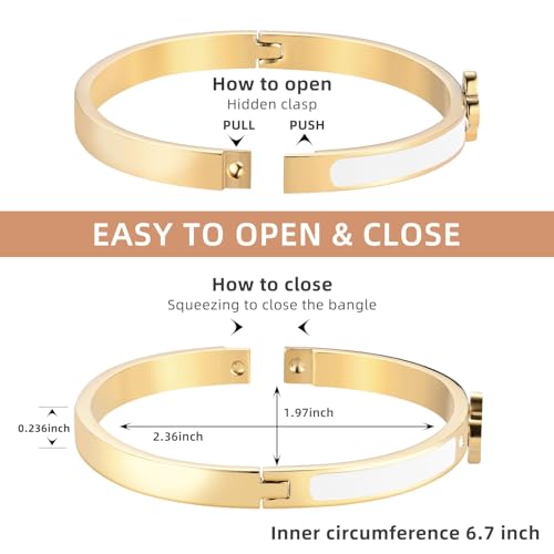 Clover Bracelet Set for Women – 18K Gold Plated Four Leaf Clover Bangle and Lucky Clover Bracelet Set - Lucky Clover Black/White Jewelry for Women 5