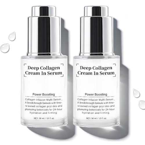 Crema-Sérum de Colágeno Profundo: Sérum Facial Reafirmante que Alisa Arrugas con Ácido Hialurónico; Reduce Arrugas y Líneas Finas; Hidratante para la Elasticidad de la Piel (2PC)