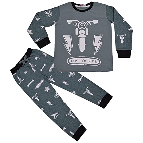 Kids Girls Boys Live to Ride Childrens Pyjamas 2 Piece Cotton PJs Set Nightwear4