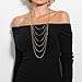 COOLSTEELANDBEYOND Multi-Strand Waterfall Statement Necklace Gold Color Choker Collar Box Chains, Dress Party Fashion