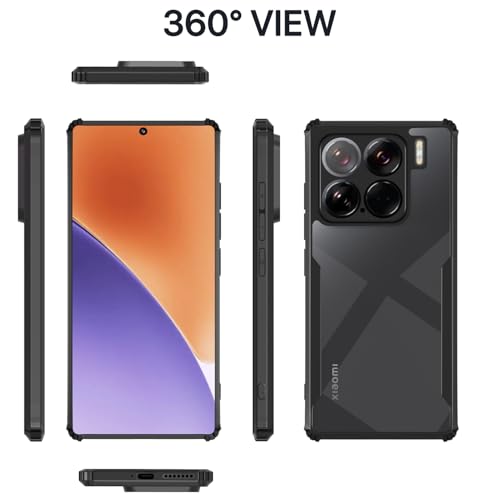 Image of Pikkme Crystal Clear Transparent Back Cover | Ultra Hyrbid | Full Camera Protection | Raised Edge | Bumper Case for Xiaomi 15 5G (Black)