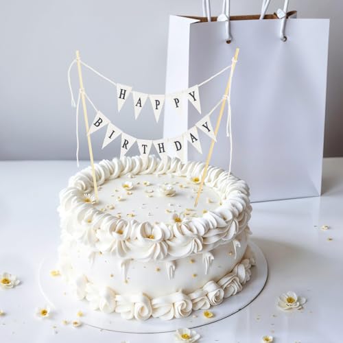 Cartel de pastel de feliz cumpleaños personalizado para tartas hecho a mano con madera natural