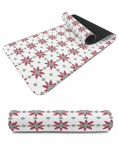 Debedcor Heat Proof Table Pads Waterproof Decorative, Christmas Snowflake Non-Slip Table Countertop Protector, Abstract Winter Xmas Snow Insulation Mat for Kitchen Room, 40 x 12 Inches