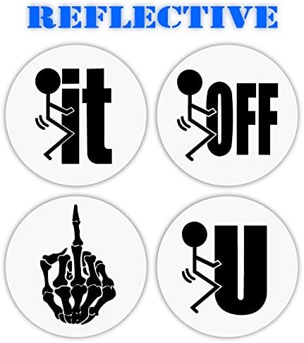 Variety Pack of 4 | 3M Reflective F**k it, Flip Off Skeleton Funny Hard Hat Stickers | Motorcycle Helmet Decal | Welding Biker Helmet Decals | Lunchbox Decals | Toolbox Label | 2" x 2" Each (Black)