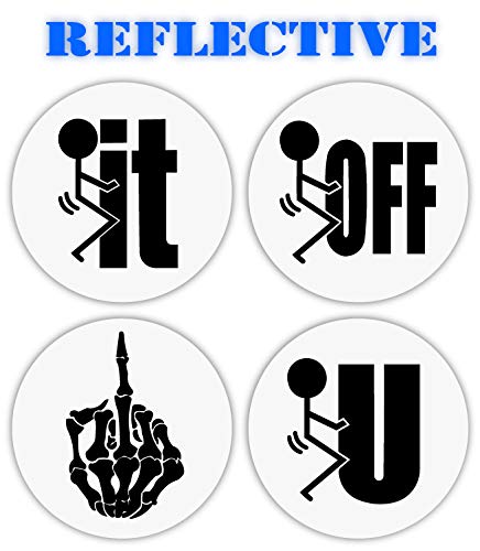 Variety Pack of 4 | 3M Reflective F**k it, Flip Off Skeleton Funny Hard Hat Stickers | Motorcycle Helmet Decal | Welding Biker Helmet Decals | Lunchbox Decals | Toolbox Label | 2
