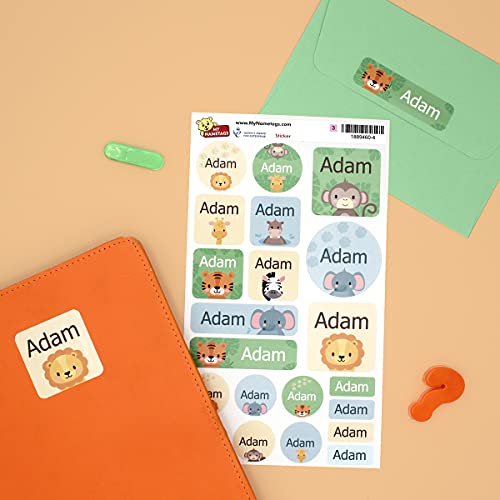 Maxistickers My Nametags - 21 autocollants personnalisés à thème pour fournitures et équipements (Animaux exotiques) Cover