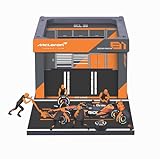 McLAREN F1 MCL38 DIORAMA GARAGE PIT-STOP TEAM MCLAREN N 81 SEASON 2024 OSCAR PIASTRI WITH CREW FIGURE AND ACCESSORIES ORANGE BLACK