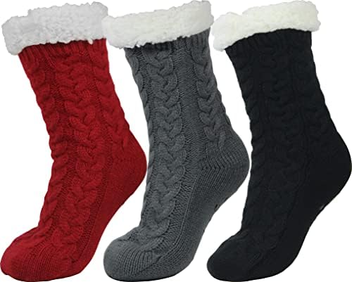 Image of BenSorts Women Winter Thick Slipper Socks with Grippers Warm Fuzzy Socks