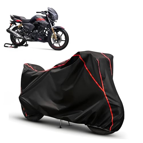Image of Water Resistant Bike Cover for TVS Apache RTR 180 | All Weather, UV Heat Resistant, Dustproof, Triple Stitched, Windproof Elastic Bottom