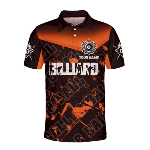 Customized Name Billiards Polo Shirts for Billiard Team, 8 Ball Pool 3D Shirt Gifts for Pool Players Men & Women2