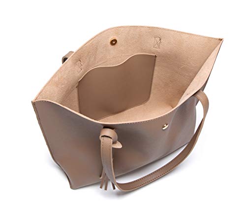 Image of Dreubea Women's Soft Faux Leather Tote Shoulder Bag from, Big Capacity Tassel Handbag