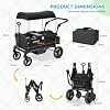 ELEMARA Wagon Stroller for 2 Kids, Premium All-Terrain Stroller with Canopy, Adjustable Push/Pull Handle Bar, Comfortable drop-down footwell and Upholstered Seats, Black