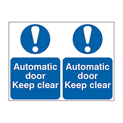 ‘Automatic Door Keep Clear’ Sign, Self-Adhesive Semi-Rigid PVC (150mm x ...
