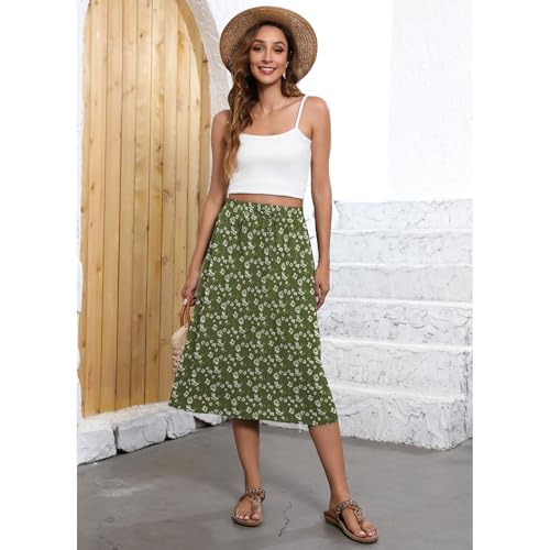 Image of Witsmile Flowy Skirt Elastic High Waist A-Line Skirt with Pockets Bohemia Cover-up for Women 2026 Trendy(S-2XL)