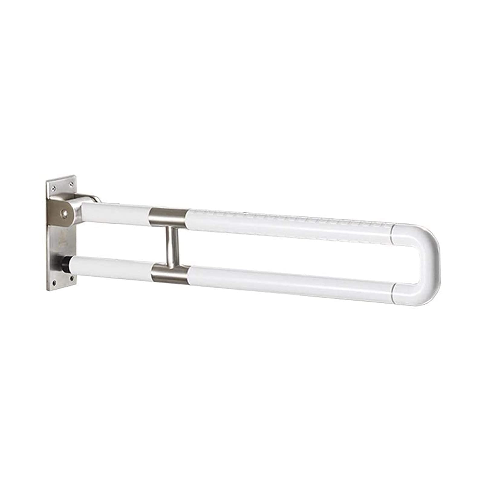 FKXSXAZ Shower Safety Grab Bar, Bathroom Bar Folding Disabled Anti-Slip Guardrail Nylon Outer Tube Handle Anti-slip Bar(White,75cm)