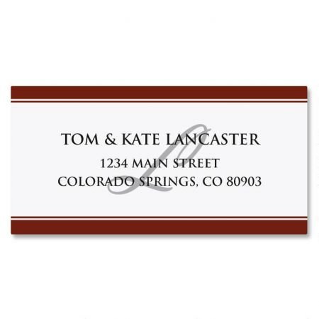 Classic Red Personalized Border Return Address labels- Set of 144 1-1/8" x 2-1/4" Self-Adhesive, Flat-Sheet labels, By Colorful Images
