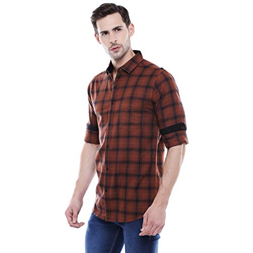 Image of Dennis Lingo Men Cotton Checkered Slim Fit Casual Shirt