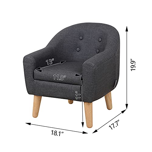 Single PVC Kids Sofa Chair, Toddler Sofa Couch with Wooden Legs, Ideal Children Armchair for Children Gift (Gray)