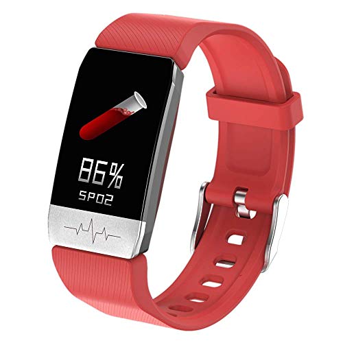 Fitness Tracker, Smart Watch, Körpertemperatur/Herzfrequenz/Blutdruckmessgerät / IP67 wasserdicht - für Männer Damenuhr,Rot