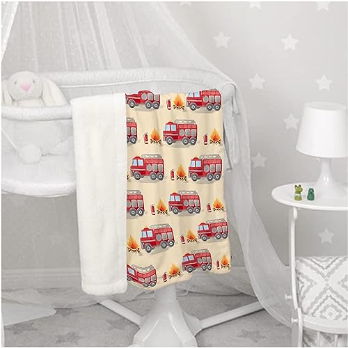 Image of Fire Truck Fireman Baby Blanket Gifts Super Soft Swaddle Newborn Cozy Baby Receiving Blanket Stroller Throw Blanket for Crib 40x30 in forBaby /Puppy