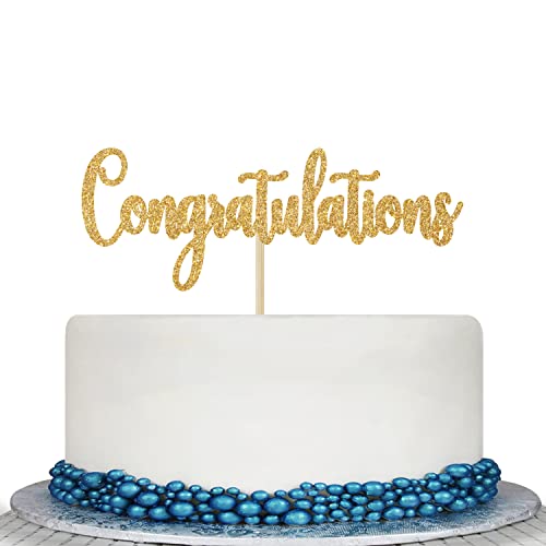 Gold Glitter Congratulations Cake Topper - Congrats Cake Topper - Graduation, Wedding, Retirement, Birthday, Anniversary, Celebration Party Decorations #TOP1