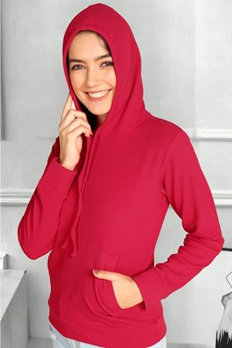 Image of POPWINGS Casual Solid Hooded Pocket Sweatshirt for Women || Women Sweatshirts Casual Wear ||Stylish Western Winter Wear Sweatshirts for Women