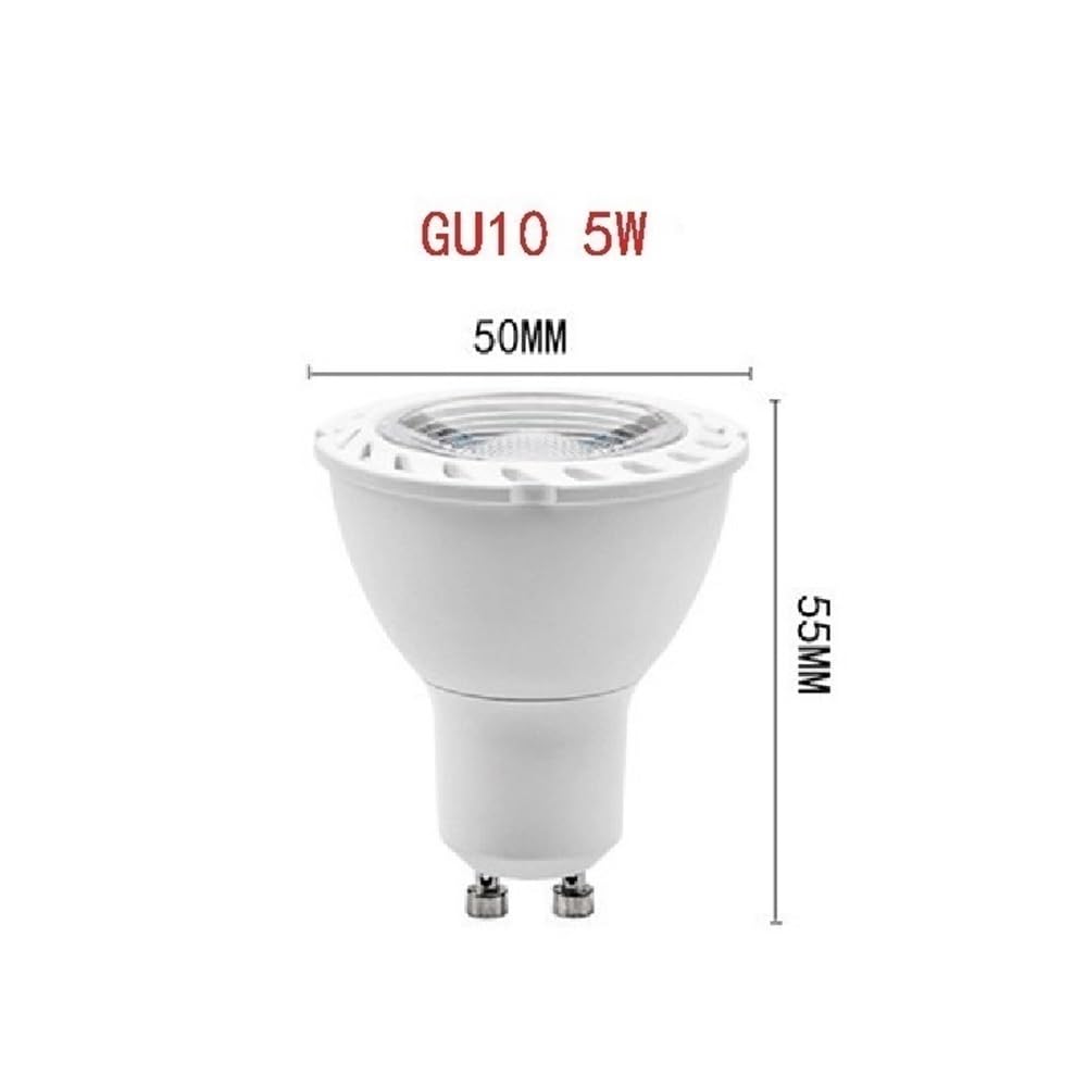 fengyan Casa Bombillas, Paquete de 10, Foco LED AC220V GU10 5W 2835SMD-7 Piezas Lámpara LED de plástico + Aluminio con atenuación Familiar Lámpara(Natural White 4000K)