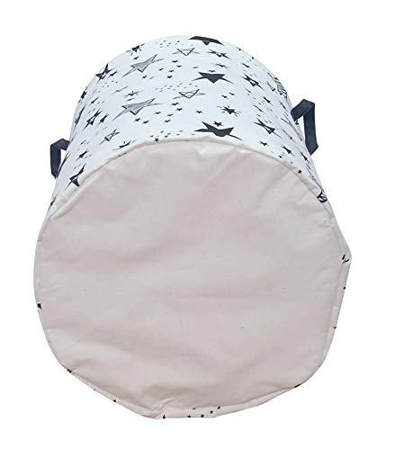 Image of Kids Laundry Hamper Clothes Gift Basket Storage Laundry Baskets Organizer Bin with Handles for Nursery Room (Black Star)