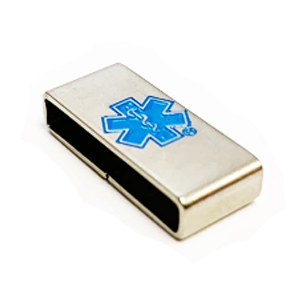 Add-on Star of Life Medical Alert Badge. Fits 18mm Sport Medical Alert Bracelet, Fits 18mm Silicone Sport Medical Alert Bracelet, Stainless Steel